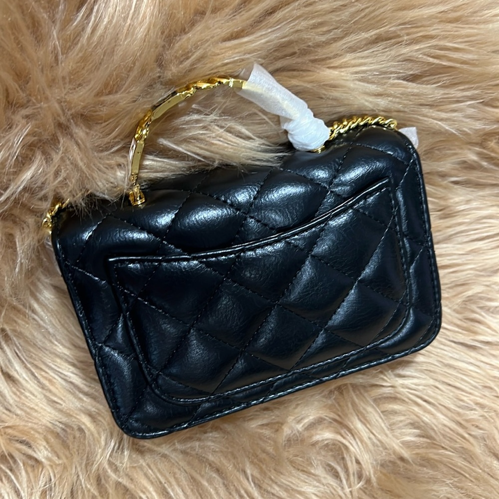 New❤️ Black Quilted Leather Bag( not authentic) no return - Picture 4 of 17